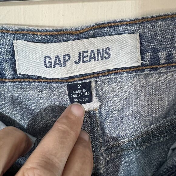 Gap Skirt Womens Sz 2 Denim Pencil 90s Y2K Front Slit Vintage Knee Length - Picture 3 of 6